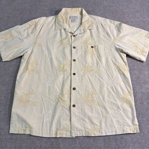 Boca Classics Island Wear‎ Men XL Silk Blend Hawaiian Shirt Yellow Cork Button